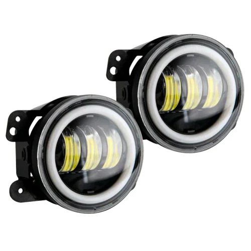 4-inch fog lamp assembly 30W with yellow and white light ring (with bracket and plug diameter of 100mm)