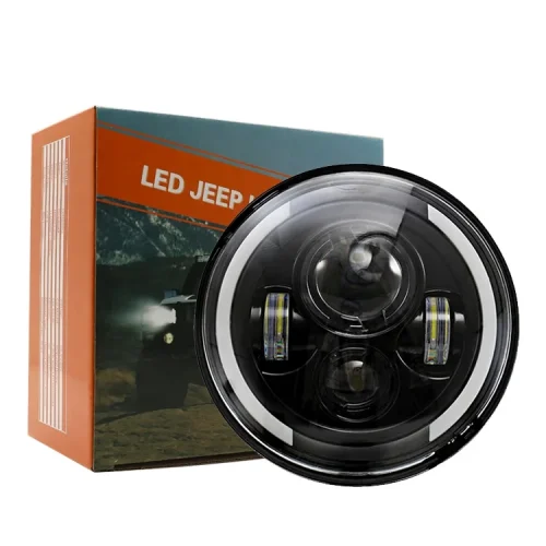 7-inch Wrangler headlight 1/4 round led drl with 6 beads white +yellow color circle drl